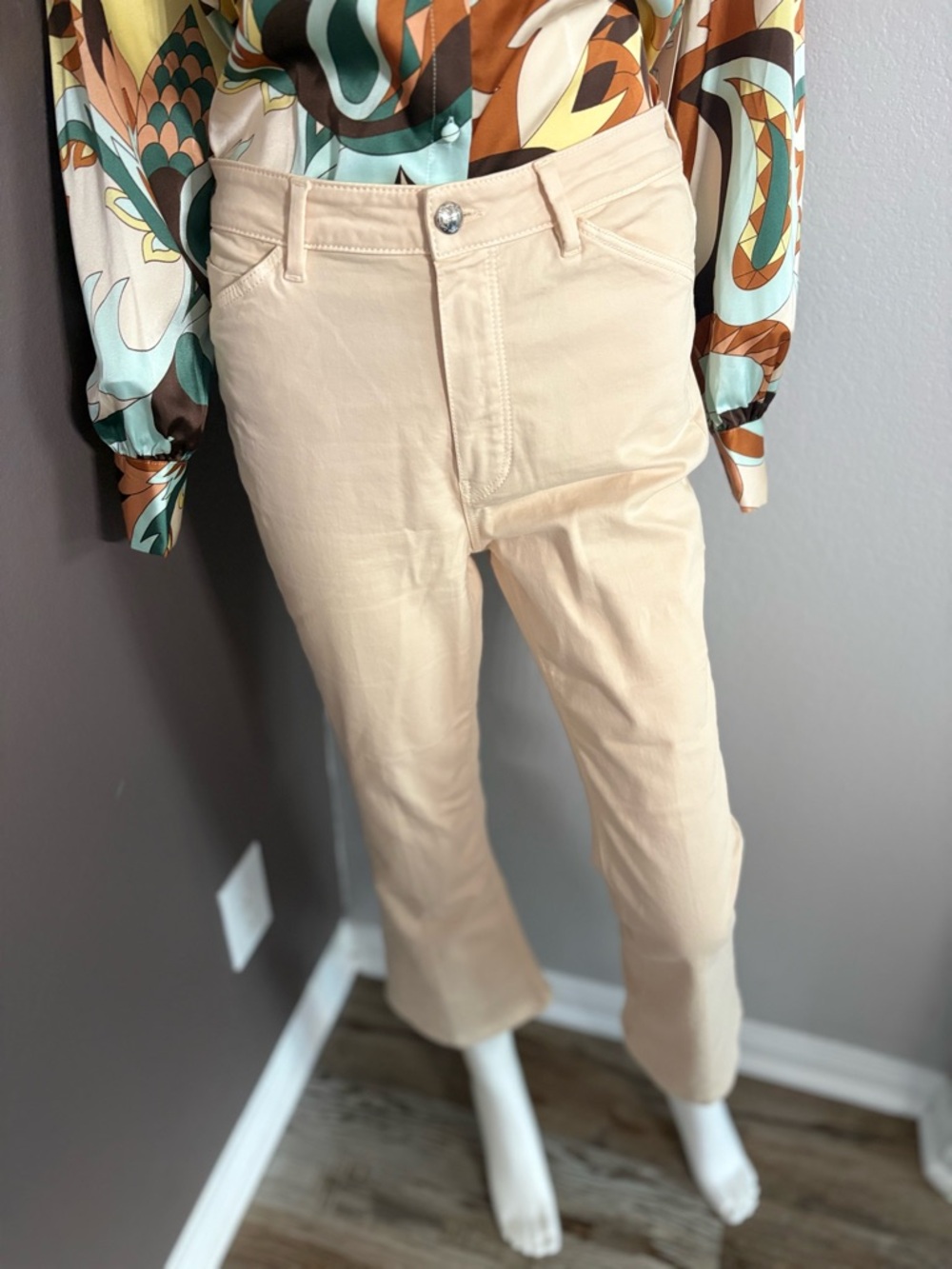 Massimo Dutti Cream Skinny Fit Pants